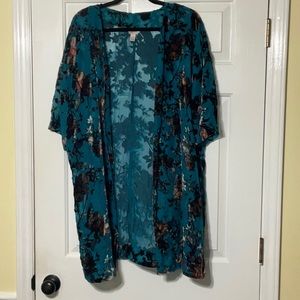 Arizona Jeans XL/XXL Blue-Teal Floral Cardigan